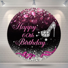 Lofaris Diamond Pink Hearts Bokeh Circle 60th Birthday Backdrop