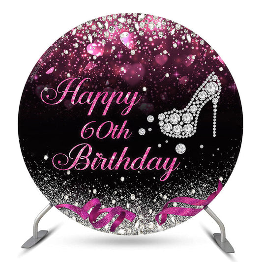 Lofaris Diamond Pink Hearts Bokeh Circle 60th Birthday Backdrop