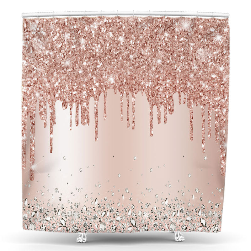 Lofaris Diamond Rose Gold Glitter Shower Curtain For Bathroom
