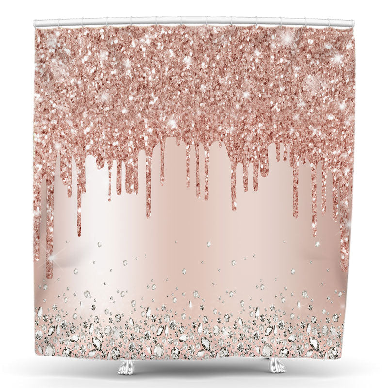 Diamond Rose Gold Glitter Shower Curtain For Bathroom Lofaris