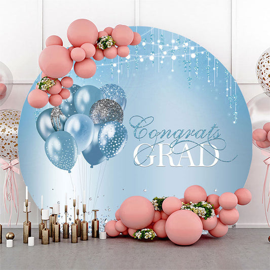 Lofaris Diamond Sparkling Blue Circle Backdrop For Graduation