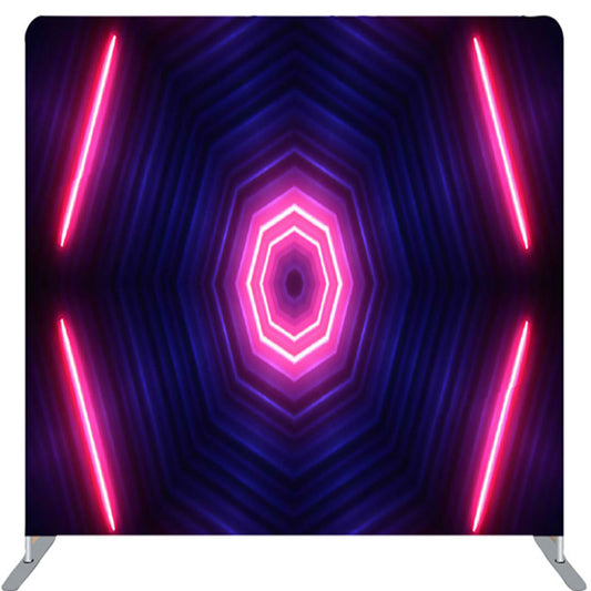 Lofaris Dim Dark Blue Pink Neon Light Octagon Tunnel Backdrop