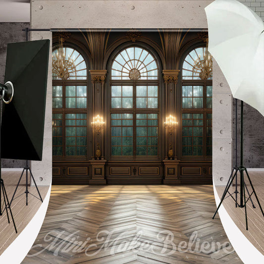 Lofaris Dim Gold Wooden Window Floor Wall Lamp Sweep Backdrop