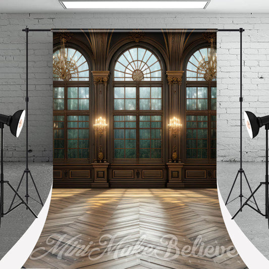 Lofaris Dim Gold Wooden Window Floor Wall Lamp Sweep Backdrop