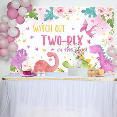 Lofaris Dinosaur Eggs Floral Leaves 2nd Birthday Backdrop