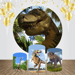 Lofaris Dinosaur Wild Greed Tree Round Birthday Backdrop Kit