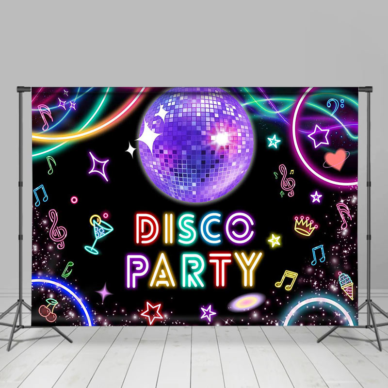 Lofaris Disco Ball Neon Light Music Note Backdrop For Dance