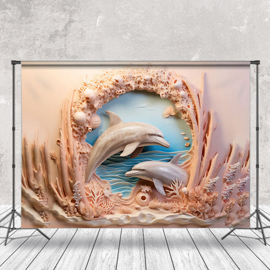 Lofaris Dolphin With Plants Sea Birthday Backdrop For Photo
