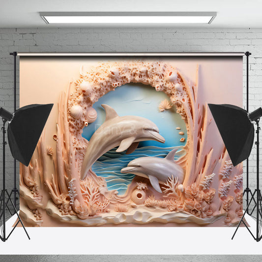 Lofaris Dolphin With Plants Sea Birthday Backdrop For Photo