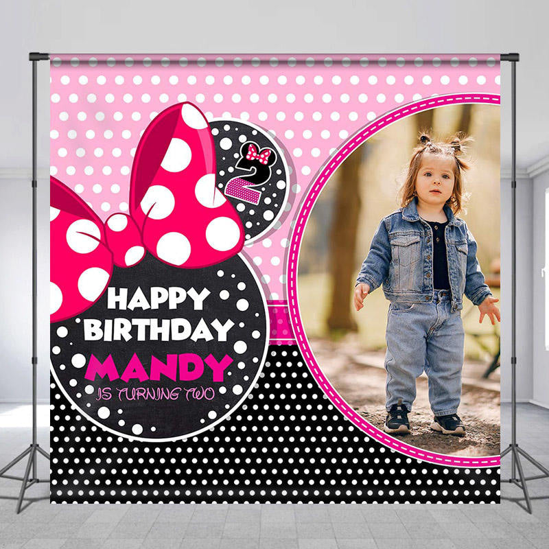 Lofaris Dots Pink And Black Custom 2nd Birthday Backdrop