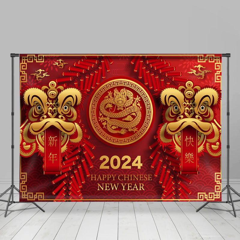 Lofaris Dragon Red 2024 Happy Chinese New Year Backdrop