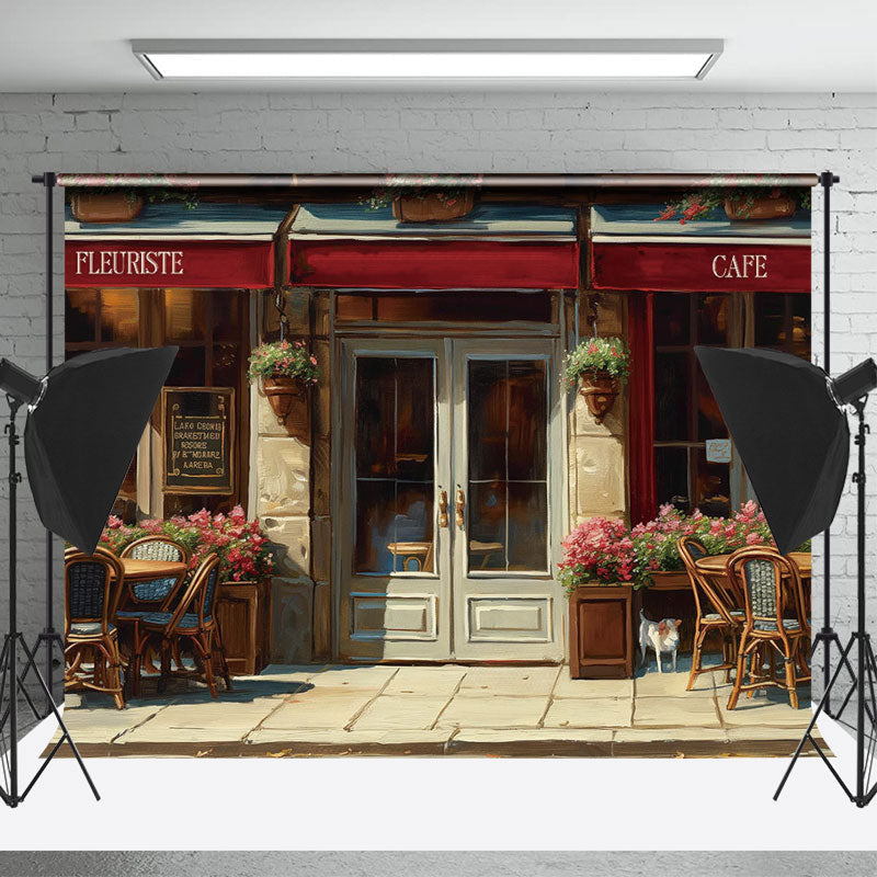 Lofaris Drawing Outdoor Cafe Retro Wall Backdrop For Photo