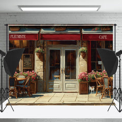 Lofaris Drawing Outdoor Cafe Retro Wall Backdrop For Photo
