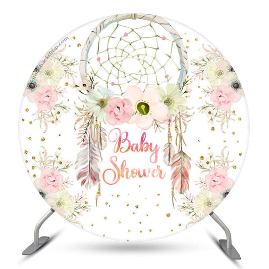Lofaris Dream Catcher Floral Boho Baby Shower Round Backdrop