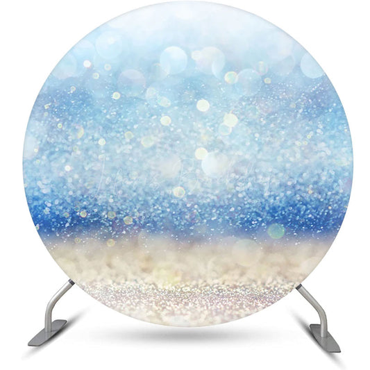 Lofaris Dreamlike Blue Glitter Bokeh Round Birthday Backdrop
