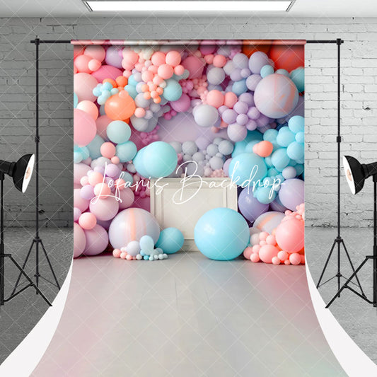 Lofaris Dreamlike Colorful Balloon Sweep Cake Smash Backdrop