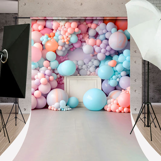 Lofaris Dreamlike Colorful Balloon Sweep Cake Smash Backdrop