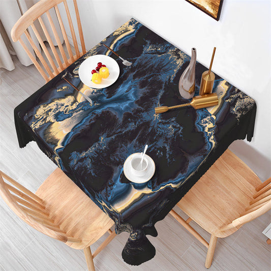 Lofaris Dreamy Black Fluid Texture Chic Square Tablecloth