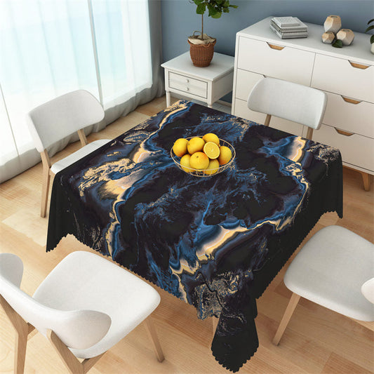 Lofaris Dreamy Black Fluid Texture Chic Square Tablecloth