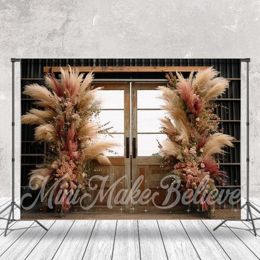 Lofaris Dried Flower Wooden Door Boho Backdrop For Photo