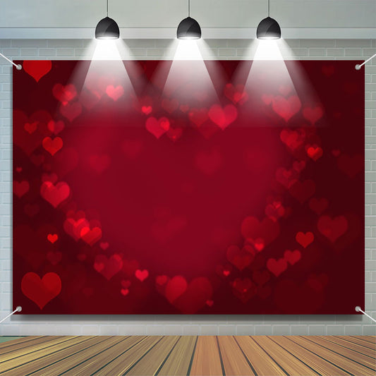 Lofaris Dusky Wine Red Heart Bokeh Valentines Day Backdrop
