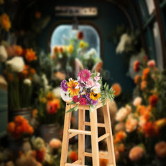 Lofaris Easter Bunny Flowers Indoor Photography Backdrop