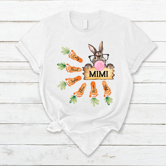 Lofaris Easter Bunny Grandma And Carrot Kids T-Shirt