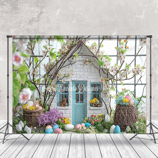 Lofaris Egg Brick House Floral Easter Backdrop For Photo