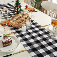 Lofaris Elegant Cotton Checkered Table Runner For Party Decor
