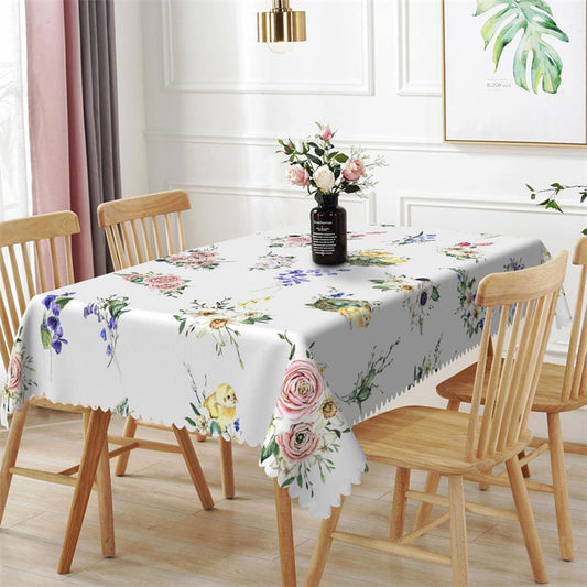 Lofaris Elegant Floral White Dining Rectangle Tablecloth