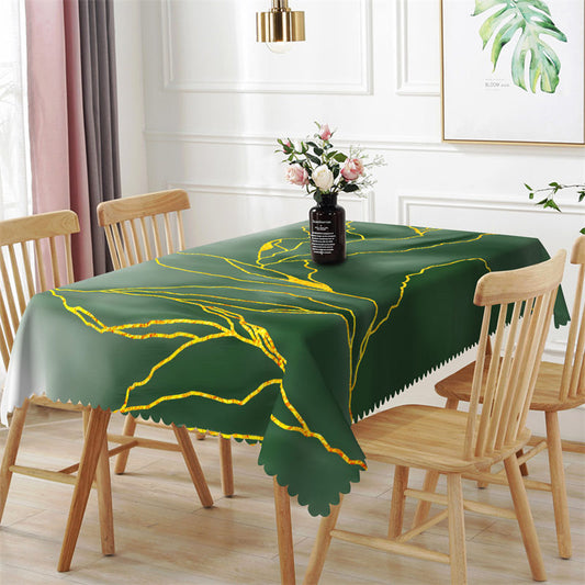 Lofaris Elegant Green And Garden Line Rectangle Tablecloth