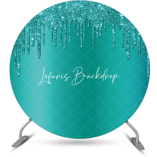 Lofaris Elegant Green Solid Color Glitters Round Backdrop