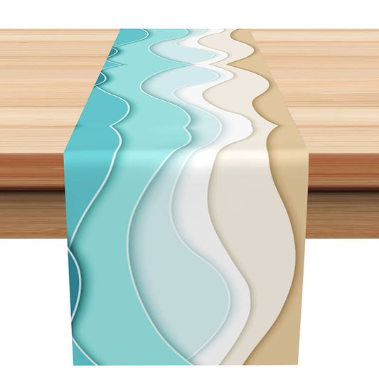 Lofaris Elegant Mint Green Grey Brown Modern Table Runner