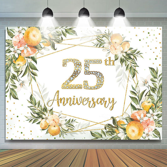 Lofaris Elegant Oranges Floral 25th Anniversary Backdrop
