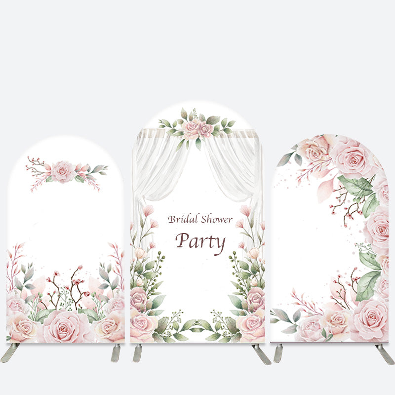 Lofaris Elegant Pink Floral Bridal Shower Arch Backdrop Kit
