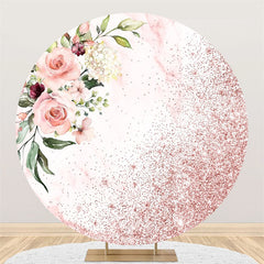 Lofaris Elegant Pink Floral Plant Glitter Circle Backdrop
