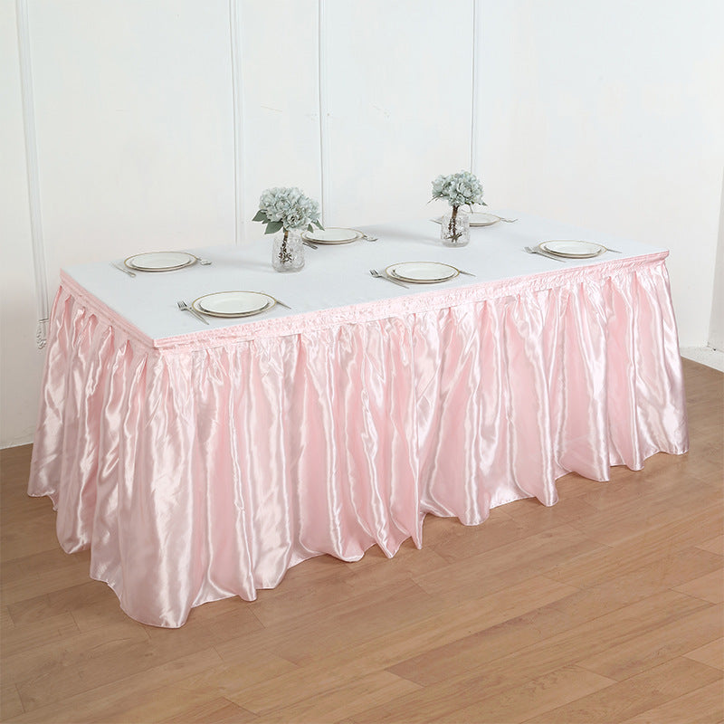 Lofaris Elegant Pleated Satin Table Skirt For Event Decors