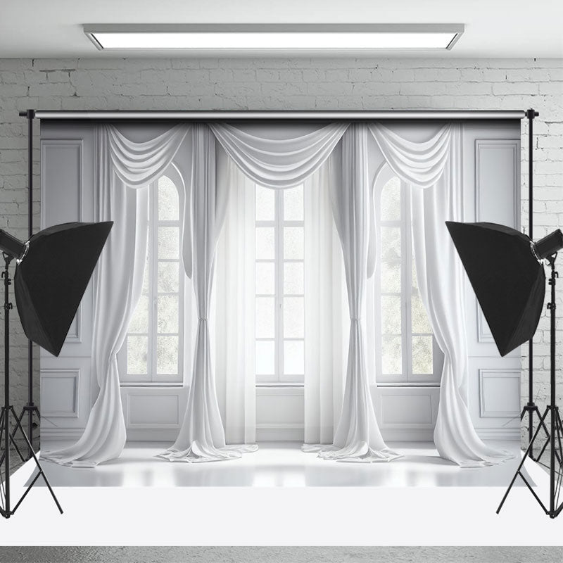 Lofaris Elegant Pure White Window Portrait Photo Booth Backdrop