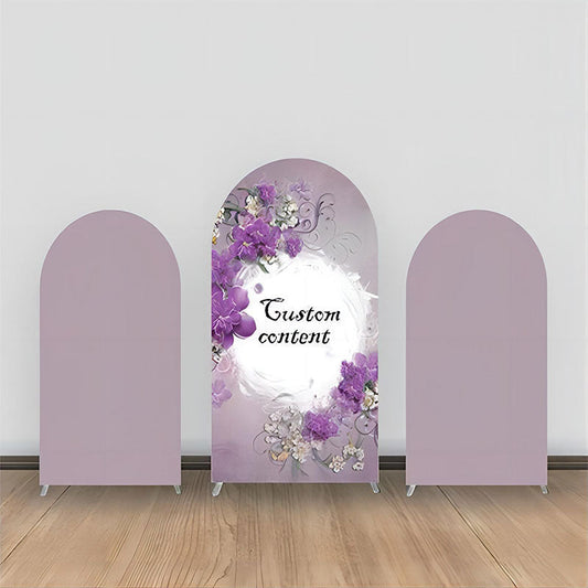 Lofaris Elegant Purple Folral White Leaf Arch Backdrop Kit