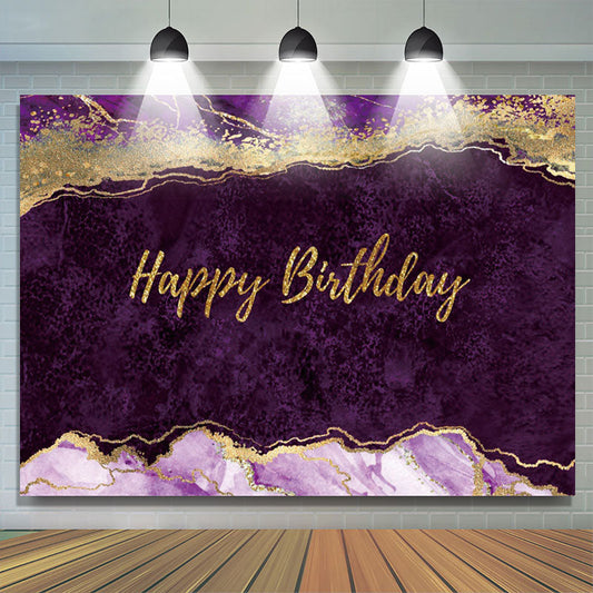 Lofaris Elegant Purple Gold Glitter Abstract Birthday Backdrop
