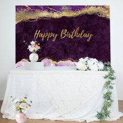 Lofaris Elegant Purple Gold Glitter Abstract Birthday Backdrop