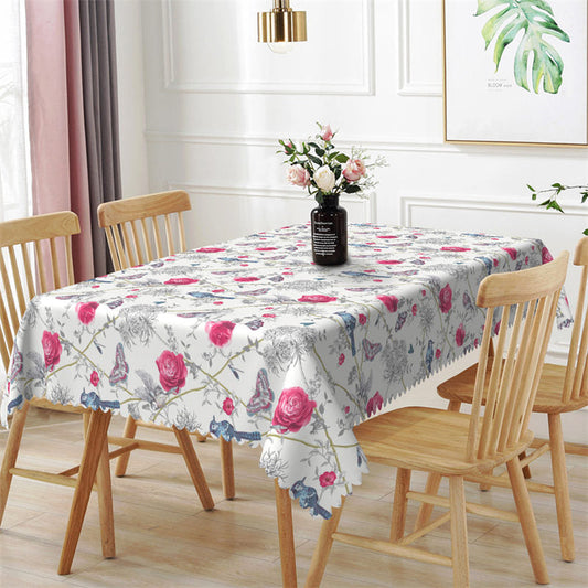 Lofaris Elegant Roses Birds Butterfly Patterns Tablecloth