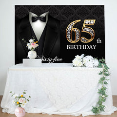 Lofaris Elegant Suit Diamond Happy 65th Birthday Backdrop