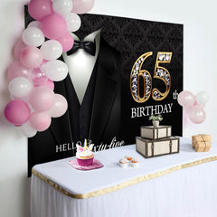 Lofaris Elegant Suit Diamond Happy 65th Birthday Backdrop