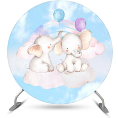 Lofaris Elephant And Balloon Baby Shower Round Backdrop Kit