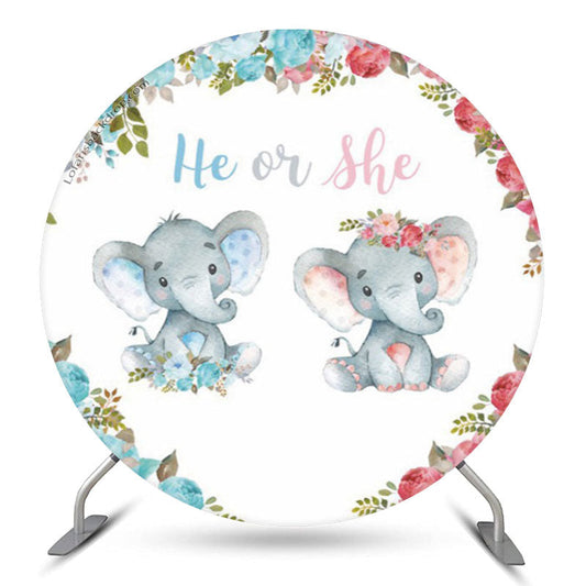 Lofaris Elephant He Or She Gender Reveal Round Backdrop