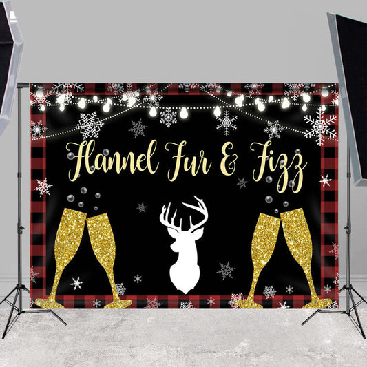 Lofaris Elk Wine Glass Glitter Lights Snow Winter Backdrops