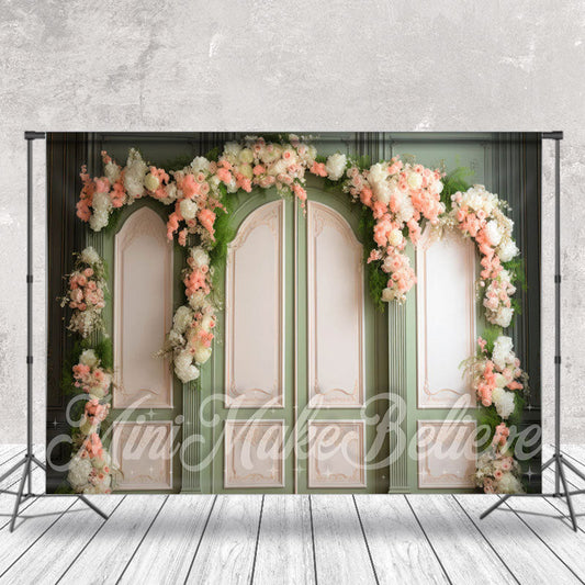Lofaris Embossed Pattern Door Pink White Floral Backdrop