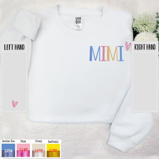 Lofaris Embroidered Grandma Mimi Nickname Custom Sweatshirt