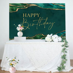 Lofaris Emerald Green And Gold Glitter Birthday Backdrop